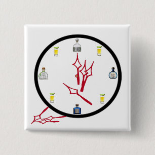 Tequila Clock Square Button 2 x 2 inch