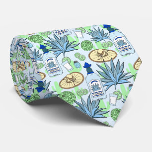 Tequila Drinker Blue Agave en Sombreros Print Stropdas