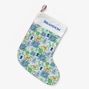 Tequila Drinker Fun Blue Agave Cactus Patroon Kleine Kerstsok