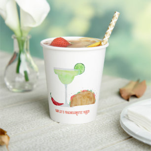 Tequila en Tacos, Margarita Bachelorette Fiesta Papieren Bekers