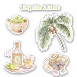 Tequila & Lime Guacamole Tropische Palmboom Hoed Sticker