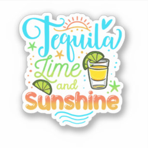 Tequila Limoen en Sunshine Funny Beach Summer Vaca Sticker