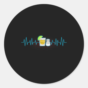 Tequila Limoen Salt Heartbeat Funny Cinco De Mayo Ronde Sticker
