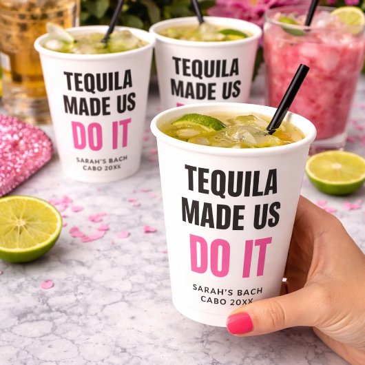 Tequila Made Us Do It | Bride Squad Drinking Papieren Bekers