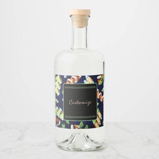 Tequila Shots Pattern Likeurfles Etiket (Voorkant)