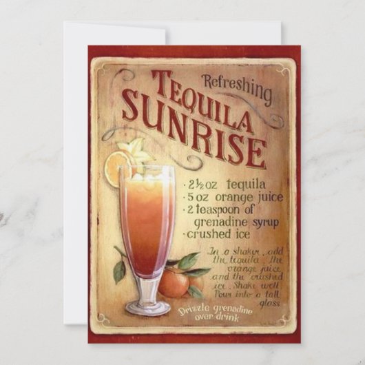 Tequila Sunrise Cocktail Party Invitation Kaart (Voorkant)