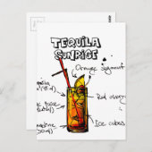 Tequila Sunrise Cocktail Recipe Briefkaart (Voorkant / Achterkant)