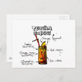 Tequila Sunrise Cocktail Recipe Briefkaart (Voorkant / Achterkant)