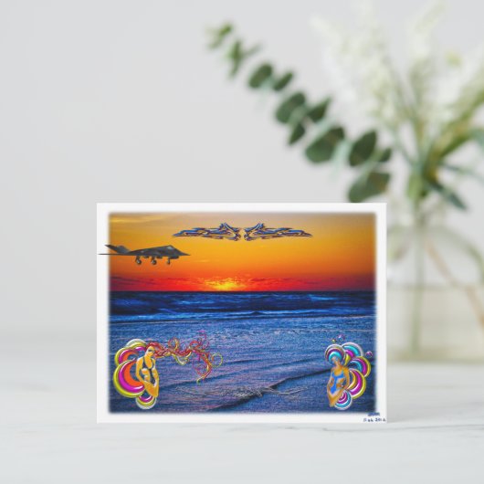 Tequila Sunrise over Atlantische Big Beach Big Fun Briefkaart (Staand voorkant)