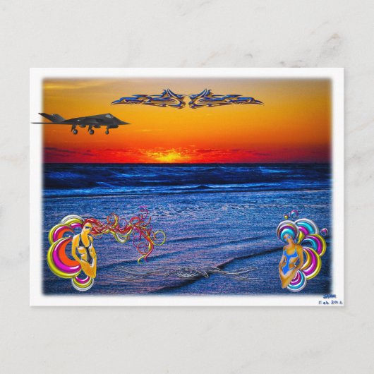 Tequila Sunrise over Atlantische Big Beach Big Fun Briefkaart (Voorkant)