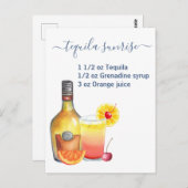 Tequila Sunrise Recept Waterverf Briefkaart (Voorkant / Achterkant)