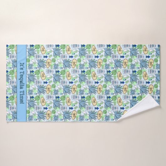 Tequila Time Cocktail Drinker Blue Agave Motif (Serviette de bain)
