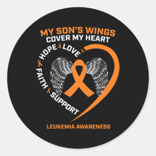 Ter herinnering aan mijn zoon die van leukemie hou ronde sticker