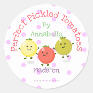 Ter illustratie aangeboden cartoon tomaten in peke ronde sticker