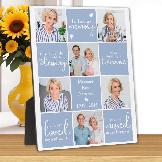 Ter liefdevolle herinnering 6 foto collage aangepa fotoplaat