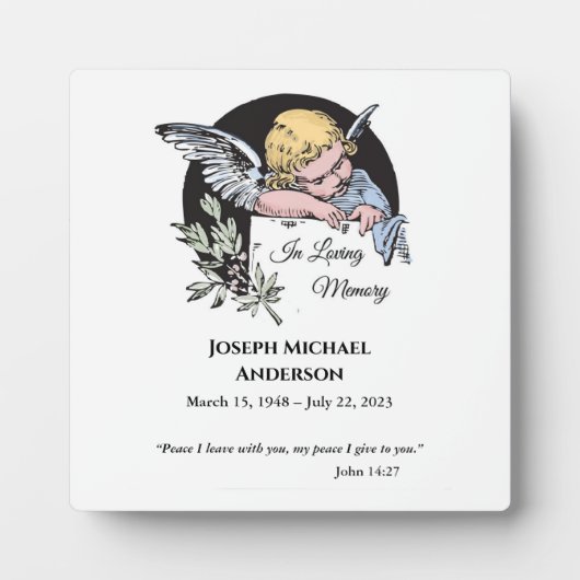 Ter liefdevolle herinnering Engel – Naam naar keuz Fotoplaat (Voorkant)