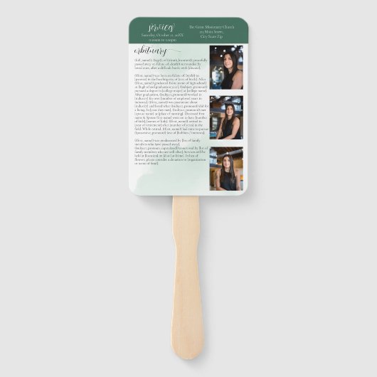 Ter liefdevolle herinnering Eucalyptus groen overl Handwaaier (Achterkant)