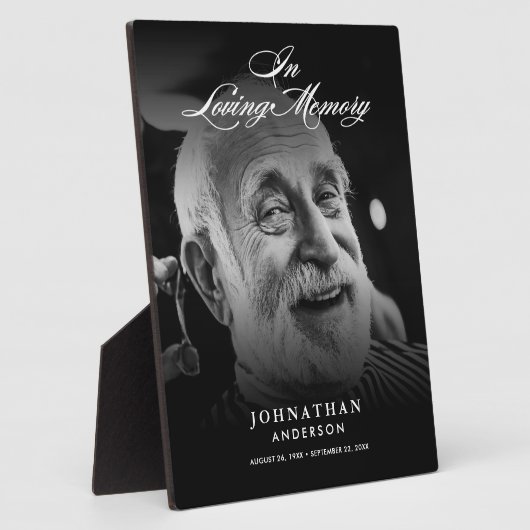 Ter liefdevolle herinnering Foto Elegant Schrift T Fotoplaat (Zijkant)