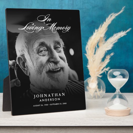 Ter liefdevolle herinnering Foto Elegant Schrift T Fotoplaat (Zijkant)