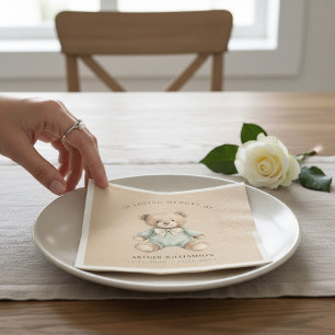 Ter liefdevolle herinnering Teddybeer Baby Herdenk Servet