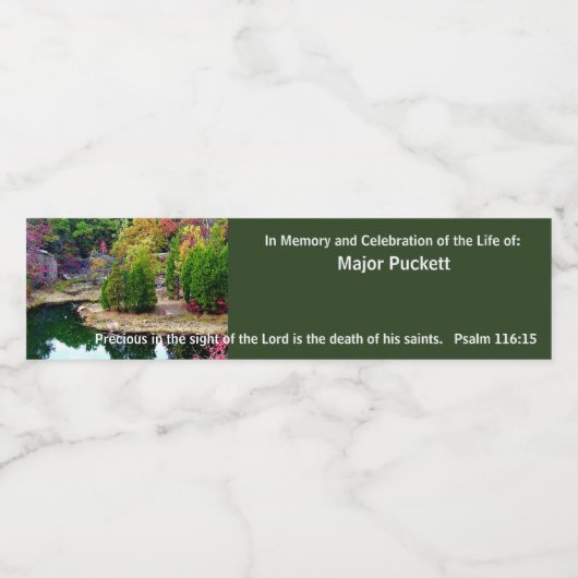 Ter nagedachtenis aan de begrafenis van het leven waterfles etiket (Enkel label)