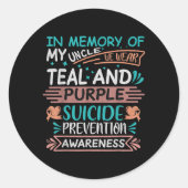 Ter nagedachtenis aan mijn oom die zelfmoordpreven ronde sticker (Voorkant)
