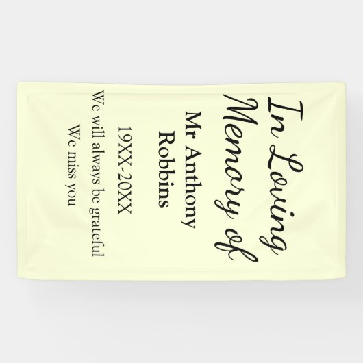 Ter nagedachtenis aan naam rouw herinnering aanden spandoek (Horizontaal)