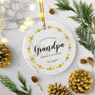 Ter nagedachtenis aan opa gouden krans rouwkrans keramisch ornament