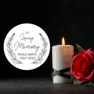 Ter nagedachtenis aan rouwcadeau liefdevol aandenk ronde sticker