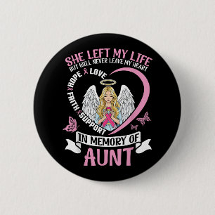 Ter nagedachtenis aan tante Borstkanker Awareness Ronde Button 5,7 Cm