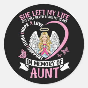Ter nagedachtenis aan tante Borstkanker Awareness Ronde Sticker
