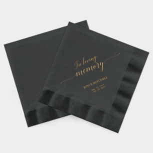 Ter nagedachtenis   Elegante script rouwkaarten Folie Servetten
