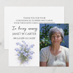 Ter nagedachtenis Forget Me Not bloemendecoratie r Kaart
