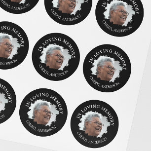 Ter nagedachtenis   Fotobegrafenisbord Ronde Sticker