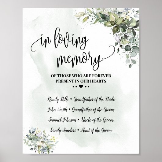 Ter nagedachtenis herinnering eucalyptus succulent poster (Voorkant)