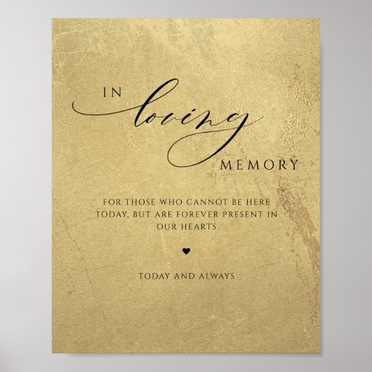 Ter nagedachtenis, Huwelijksbord zwart en goud Poster (Voorkant)