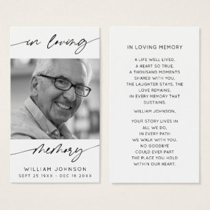 Ter nagedachtenis Modern Schrift Foto Funeral Gedi Visitekaartje