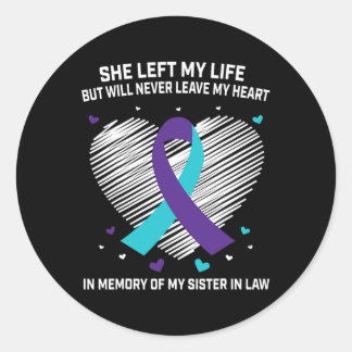 Ter nagedachtenis van mijn schoonzus Suicide Aware Ronde Sticker