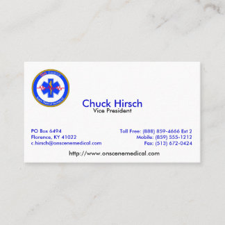 ter plaatse, Chuck Hirsch, Vice President, PO Box  Visitekaartje