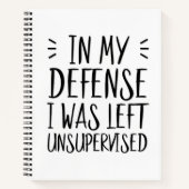 Ter verdediging werd ik ongecontroleerd grappig ac notitieboek (Voorkant)