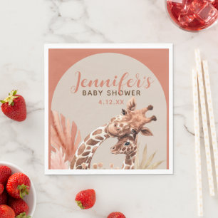 Teracotta Boho Giraffe Baby Shower Papieren Servet