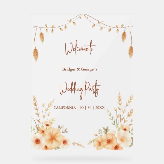 Teracotta botanique rustique mariage couronne de b (Recto)