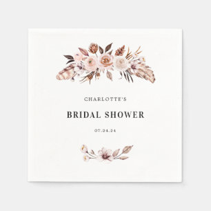 Teracotta Earth-tone Floral Boho Vrijgezellenfeest Servet