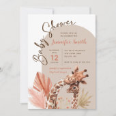 Teracotta Tan Boho Giraffe Baby shower Invitation (Devant)