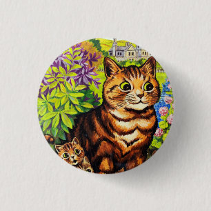 Tere kat en katjes tekening door Louis Wain Ronde Button 3,2 Cm