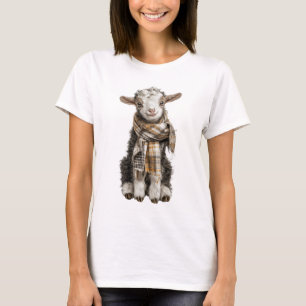 Tere lieve babyschapen-illustratie met geruite sja t-shirt