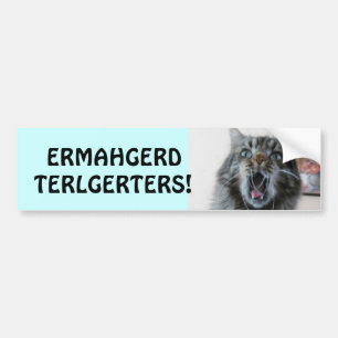 Terlgerters. Ermahgerd. Geschokte Kat achterkleppe Bumpersticker