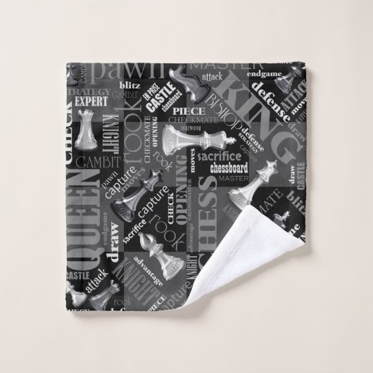 Termes et pièces d'échecs noir et blanc ID784 (Gant de toilette)