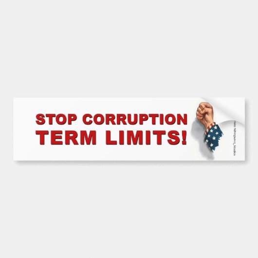 Termijnlimieten, Stop Corruptie - bumpersticker (Voorkant)