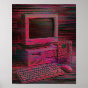 Terminal Glitché   Affiche Vaporwave Techcore
